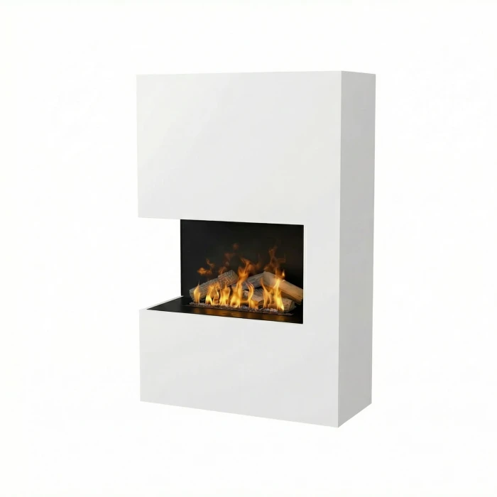 Glow Fire Tucholsky Eckkamin rechts - OMC 600 | Freistehender Wasserdampfkamin, Grau, 91 cm x 150 cm x 35 cm